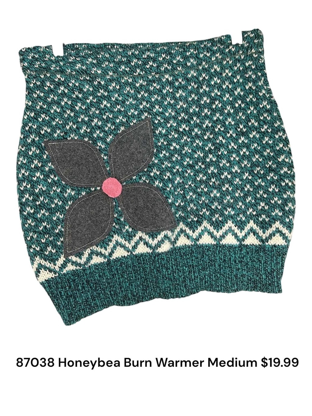 Honeybea Teal Knit Bum Warmer with Floral Appliqué Size M